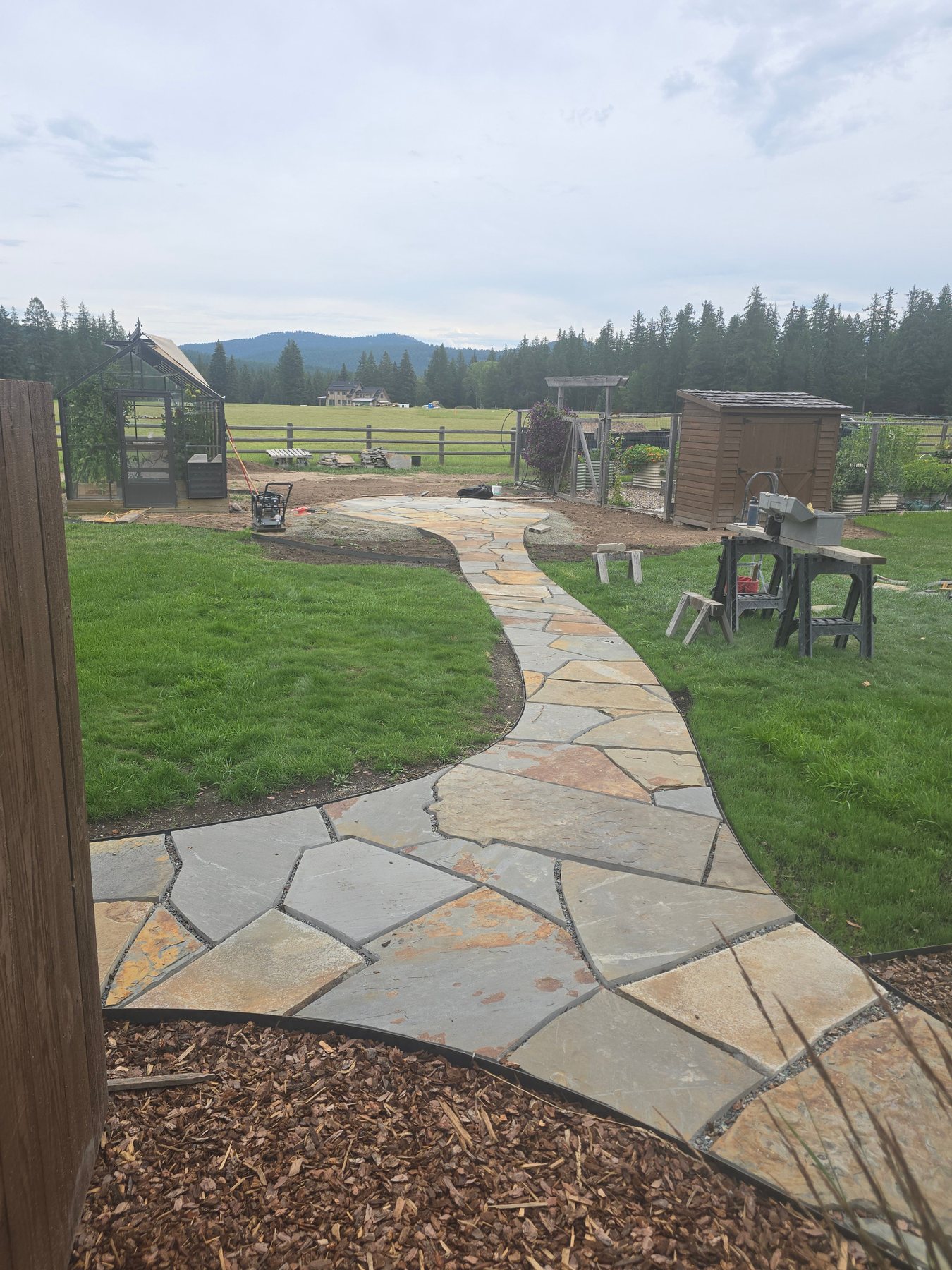 Flagstone walkway installation in Kalispell MT