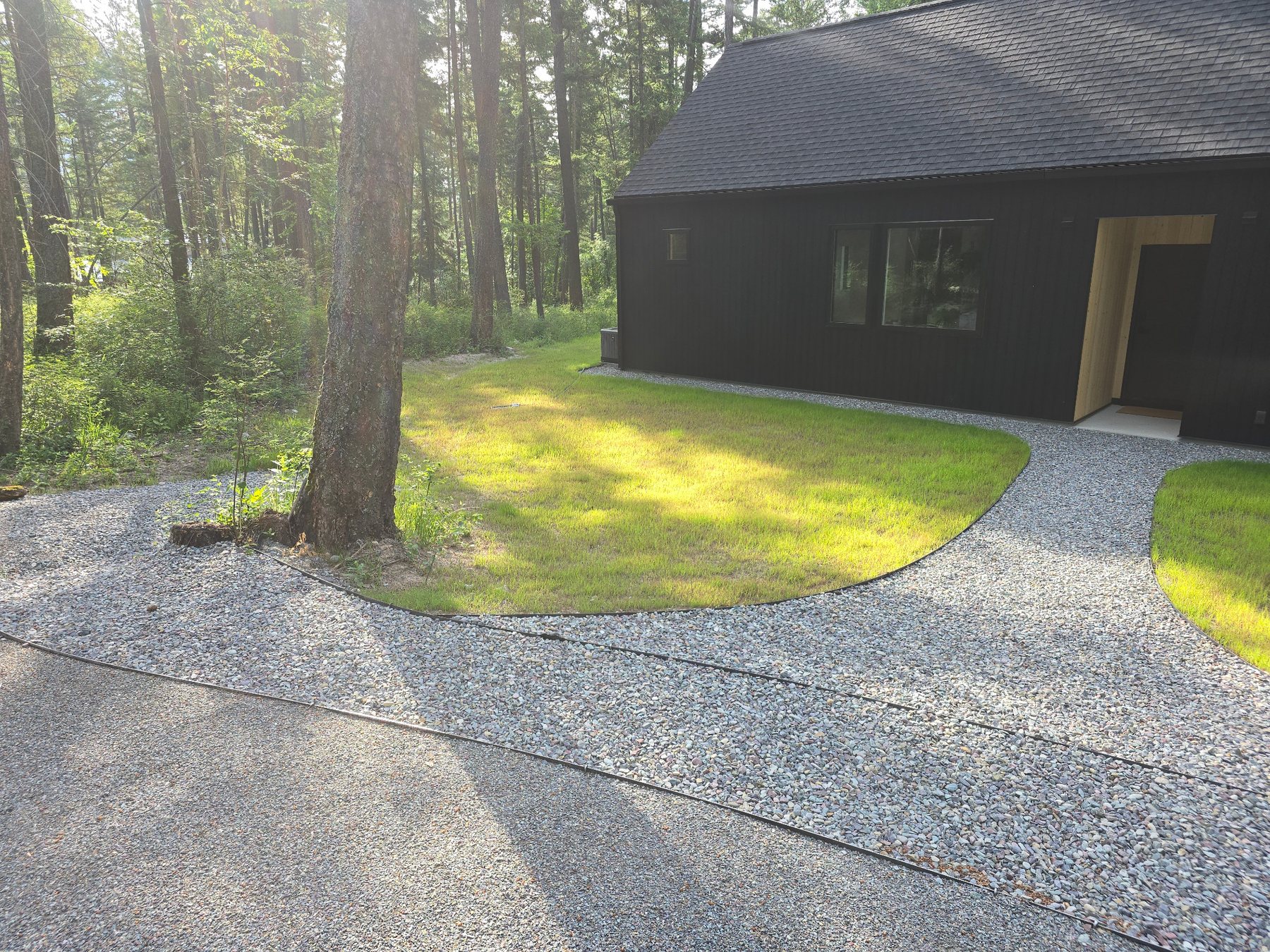 Gravel landscape installation