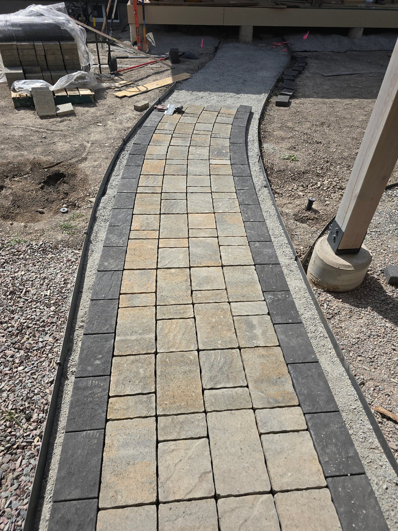 Decorative paver border edging work