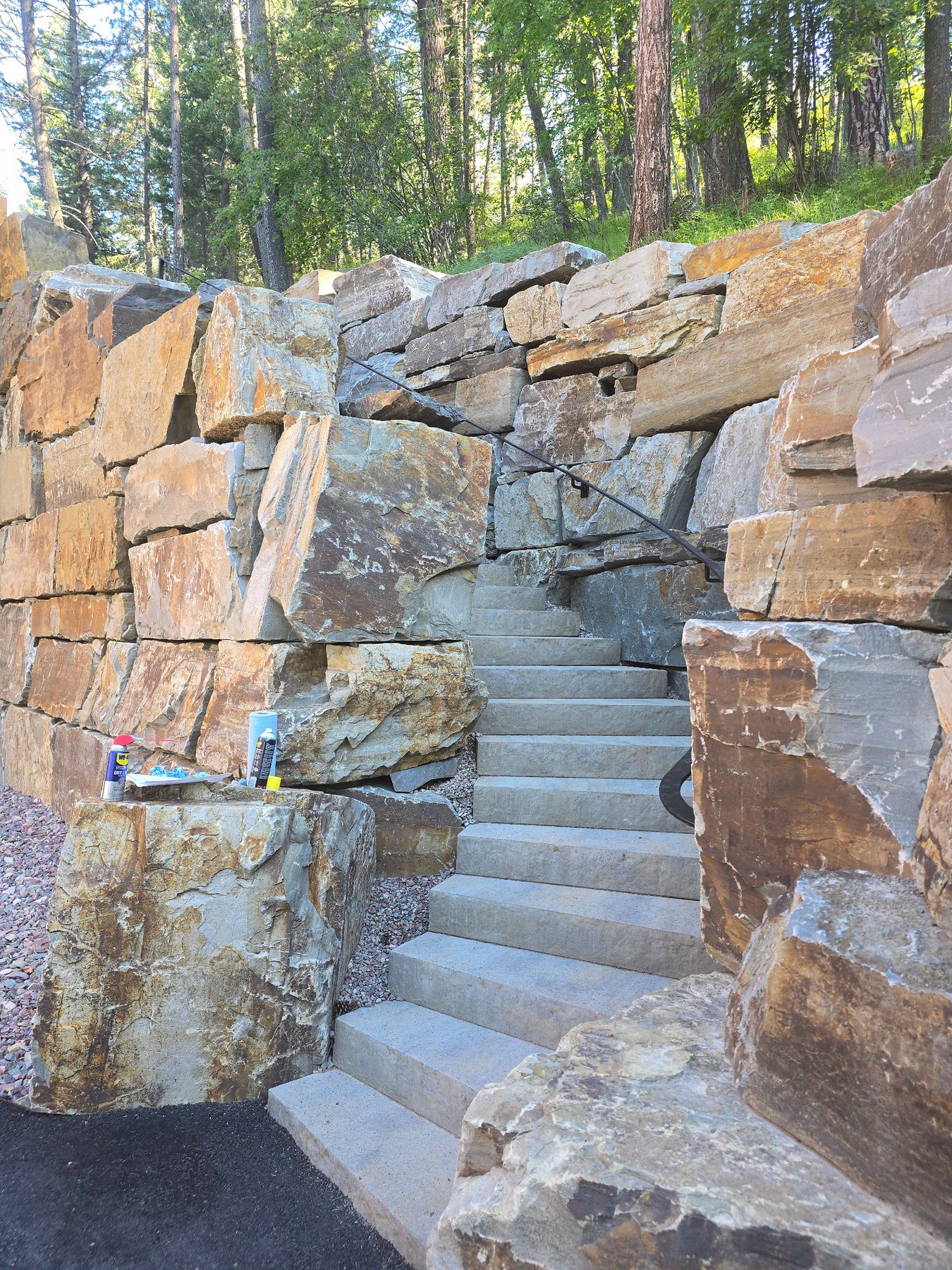 Natural stone steps construction